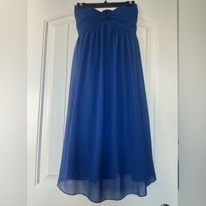 True Decadence Elegant Blue Strapless Chiffon Dress Size 10